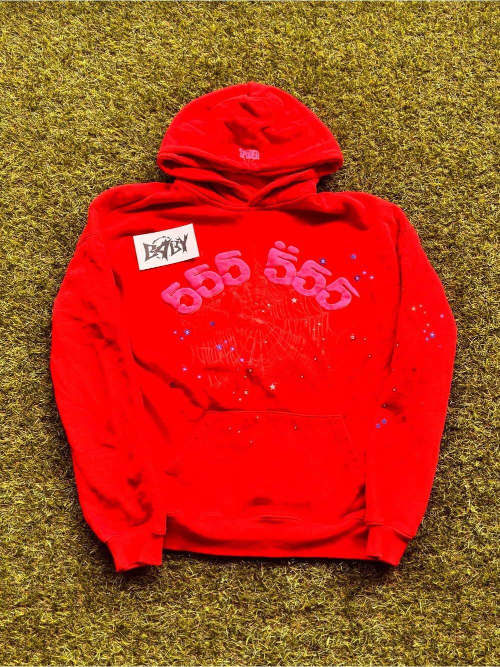 Red Graphic '555' Hooded Sweatshirt